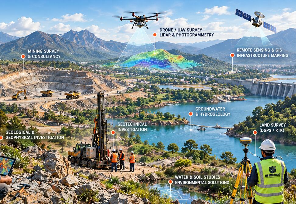 Integrated geological, mining, hydrogeology, geotechnical, drone, GIS and land survey project scene